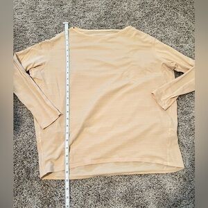 Lululemon Women's Cream and white striped Long Sleeve Top Sz 4